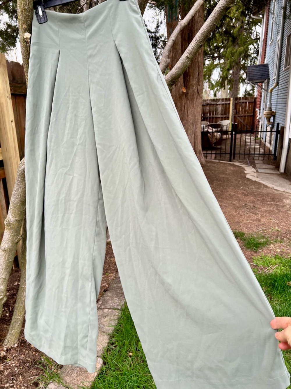 Forever 21 Wide-leg trouser pant olive green high rise XS